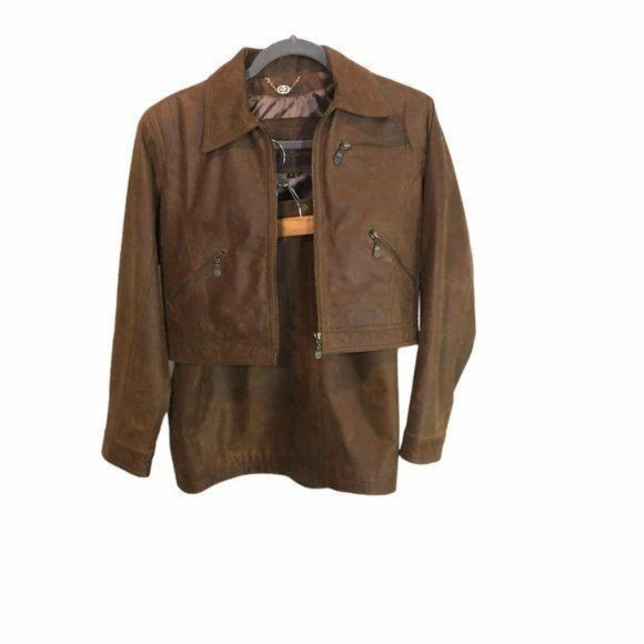 FM Canada Jackets & Blazers - FM Canada Brown genuine leather matching set